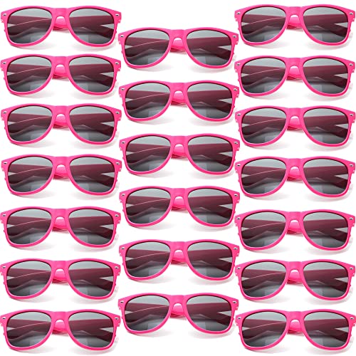 Eyegla Sunglasses Bulk Party Sunglasses Pack 80s Shades Eyewear Set for Men Women 8/10/20/30Pack - color: Hot Pink 30 Pack