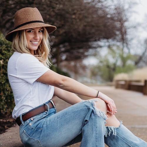 Lucky Brand Straw Hat | Travel | Vacation | Sun Protection | Lightweight | Breathable | Summer | Beach | Straw - color: Leather Tie - Cream