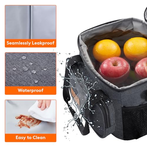 Lifewit Medium Lunch Bag, Insulated Lunch Box, Soft Cooler Cooling Tote for Adult Men Women, Dark Gray 12-Can (9L) - color: Dark Gray, size: Medium(9L)