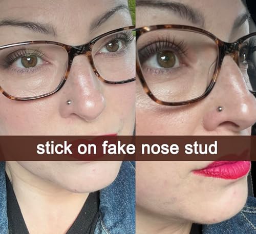 MODRSA Fake Nose Stud Fake Nose Ring Stud Fake Nose Piercing Fake Lip Ring Fake Earrings Stud Silver Gold Fake Cartilage Helix Earring Clip on Earring Hoop Fake Eyebrow Ring Fake Bridge Piercing - color: D2-stick on balls