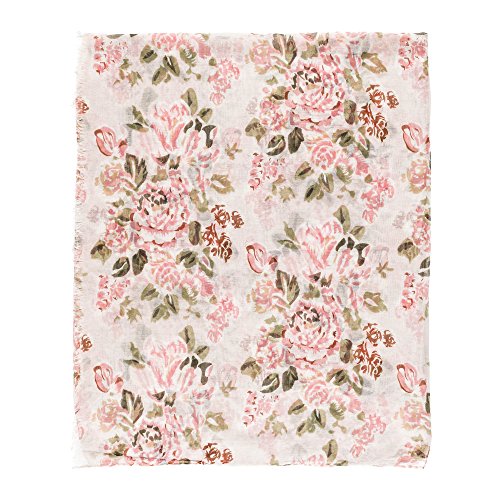 MELIFLUOS DESIGNED IN SPAIN Scarf for Women Lightweight Floral Flower Scarves for Summer Fall Shawl Wrap - color: Barcelona Collection 4 - Beige Pink Floral