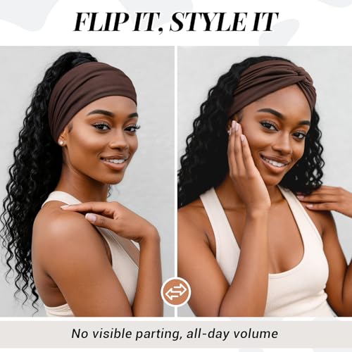 Wide Headbands for Women's Hair, 4 Pcs Hair bands – Vintage Turban Elastic Head Bands Adult Women Soft Head Wraps Knotted for Yoga & Workout – Summer Fashion Hair Accessories (military green) - color: military green