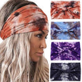 Acenail Wide Boho Headbands Turban Knotted HeadbandStretch Non Slip Hairbands Workout Head Wraps Yoga Head Scarfs Fashion Hair Accessories for Women 4Pcs - color: Tie Dye