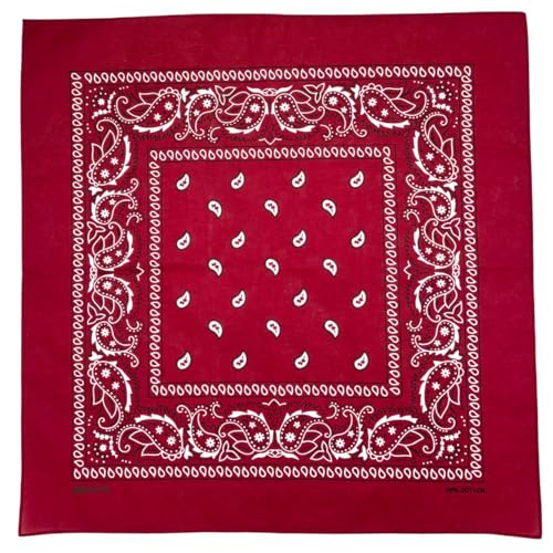 MDSTYLE 6 Pack 100% Cotton Bandanas 22” x 22" for Men & Women Paisley Handkerchief Headband Scarf Bandana - color: Black X2, Burgundy X2, Tan X2