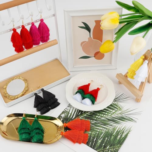 Earrings for Women Dangling, Layered Tassel Earrings Fringe Earrings Bohemian Studs Drop Earrings - color: Black