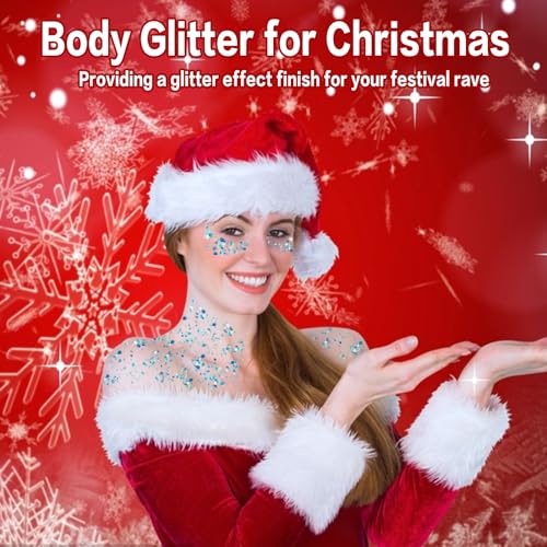MEICOLY Light Blue Body Glitter,Mermaid Princess Face Glitter Gel,Ice Blue Glitter Face Paint for Halloween,Frozen Birthday Party Decorations,Chunky Glitter for Eye Lip Hair,Festival Rave Glitter Gel - color: light blue body glitter
