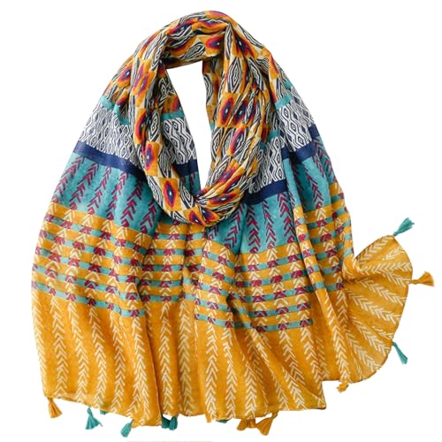 WZX Boho Scarf for Women, 70"x35" Large Lightweight Shawl Wrap for Travel, Sun Protection, Office & All-Season Wear - color: 017