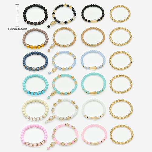 Bohemian Bracelet Sets for Women - 6 Sets Stackable Stretch Bracelets Multi-color Boho Jewelry for Women Hippie Bracelets Dainty Jewelry - color: Seed bead bracelet sets