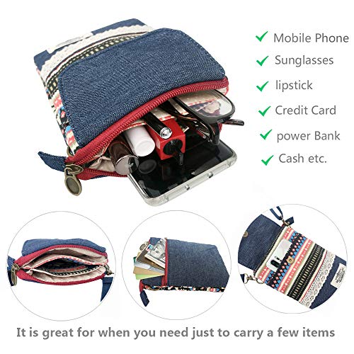 Roomy Cell Phone Purse Wallet Canvas Small Crossbody Purse Bags with Shoulder Strap For Women teen girlsl | Roomy - color: Q-red