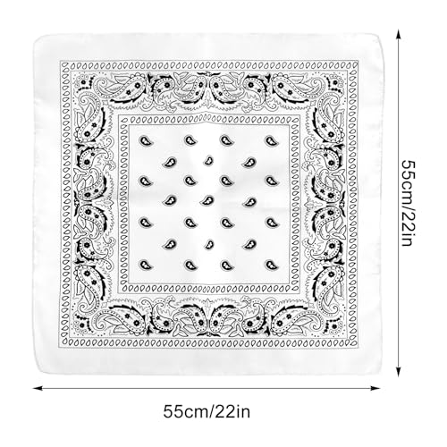NACHLYNN 10/20pcs Paisley Bandanas Assorted Bandanas Cowboy Polyester Headbands Square Scarf Headwear - color: White