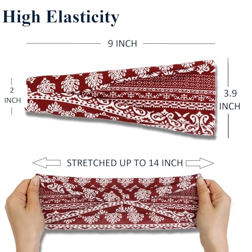 AKTVSHOW 12 Pack Boho Headbands - Wide Non-Slip Elastic Headbands, Trendy Hair Accessories for Women's Yoga, Workout, and Fashion - color: Women Headbands Set 4