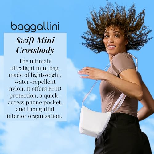Baggallini Swift Mini Crossbody Bag for Women - 4.5x7 Small Travel Purse with Crossbody Strap and RFID - color: B-lite Bright White