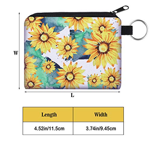 Boao 10 Pieces Small Coin Purse for Women Adults, Change Purse Pouch Mini Wallet Coin Bag with Zipper (Sunflower Series) - style: Sunflower Series