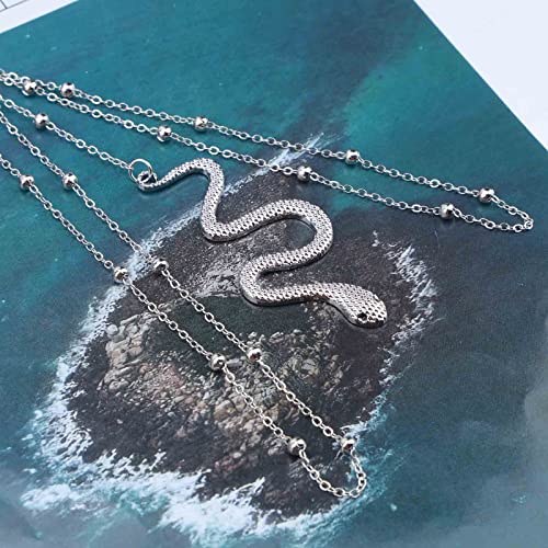 Punk Layered Snake Leg Chain Vintage Snake Thigh Leg Chain Multi Layering Thigh Chain Summer Leg Thigh Chain Punk Serpent Body Chain Rave Bikini Thigh Body Chain Jewelry for Women and Girls - color: Silver,Turquoise