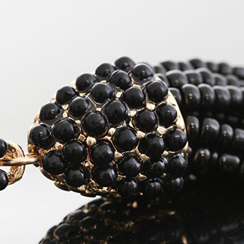 NLCAC Women's Beaded tassel earrings Long Fringe Drop Earrings Dangle 6 Colors - color: black
