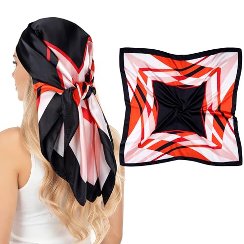 Pistha Head Scarf Bandana for Women, Satin Scarf for Hair, Large Square Silk Bandana Headscarf for Women and Men 35 Inch - style: Assorted a