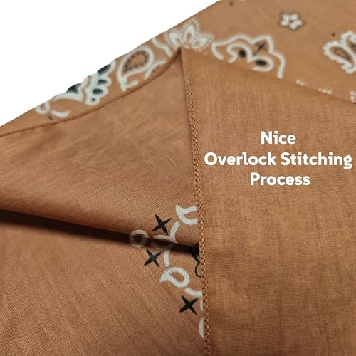Junvena 27 Inch Extra Large Bandana 100% Cotton,Soft Thin Breathable Headband for Men Women, Solid & Paisley - color: Coffee 3 Pack