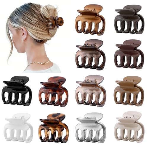 Sisiaipu 12Pcs Hair Clips for Women 1.8 Inch Small Claw Clips for Thin Hair Medium Hair Claw Clips for Thick Hair Accessories for Women Girls (Gloss Regular) - color: Gloss Regular