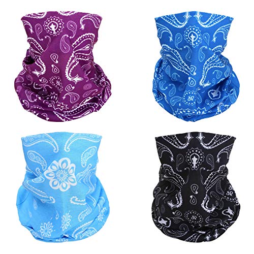 4 Cashew Flower Headband Bandana Balaclava Half Face Mask Shield Head Hair Scarf Neck Gaiter Hat Multipurpose For WoMen Men Breathable Reusable Washable Black Blue Purple - color: 4x Konjac Flowers Face Mask