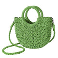 Womens Straw Beach Bag Woven Crossbody Shoulder Bags Top Handle Satchel Handbag Purse for Summer - color: Green