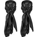 SATINIOR 35 Inch Silky Head Scarf 2 Pcs Large Square Neck Scarf Sleeping Hair Wrapping Satin Bandana for Women - color: Black, style: Classic