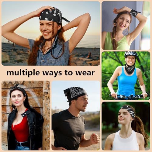 Morcheiong 8/16 Pcs Bandanas Paisley Bandana Head Scarf Headband Handkerchiefs for Men Women Boy Girls - color: Black