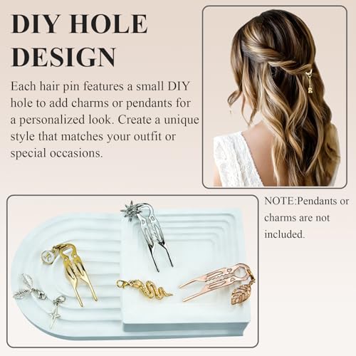 3 Pcs French Hair Pins for Women, 3.15" Medium Elegant & Durable Metal U Shaped Hairpins for Thick or Thin Hair and Hairstyles, Secure Hold All Day, Comfortable Fit | Ideal Gifts for Women - size: Medium