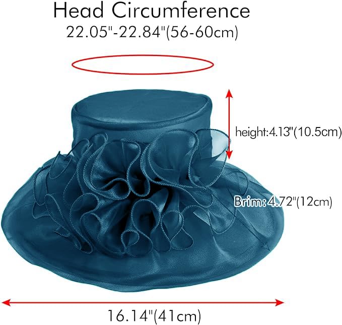Women's Kentucky Derby Church Dress Hat Wide Brim Leaf Flower Bridal Shower Hat - color: G1-navyblue