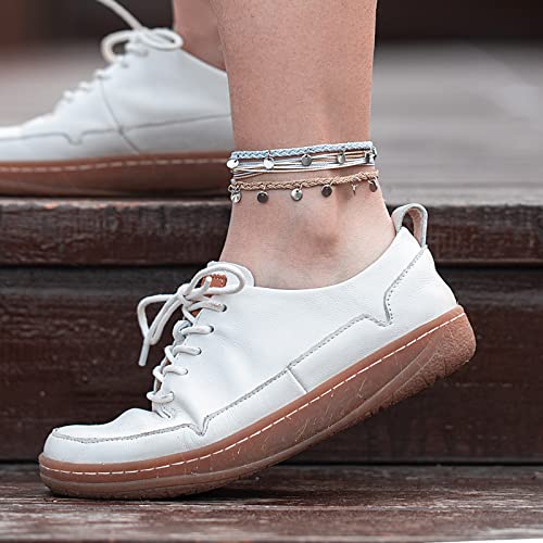 FANCY SHINY String Ankle Bracelets Waterproof Rope Anklets Braided Beach Boho Coin Anklets Cute Friendship Foot Jewelry for Women - style: Sand/Grey