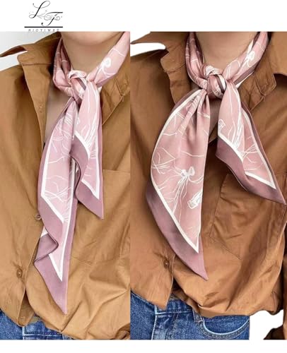 Hioyiwse Head Scarf Hair Neck Scarves For Women Purse Bag Scarfs For Handbags Silky Long Thin Satin Headscarf Fashion - color: B13-pink Jellyfish