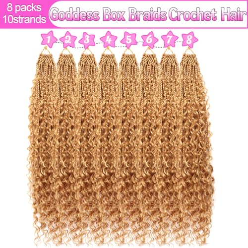 Goddess Boho Box Braids Crochet Hair-8 Packs 24 Inch Crochet Box Braids for Black Women Pre Looped (#27, 24 Inch (Pack of 8)) - color: #27, size: 24 Inch (Pack of 8)