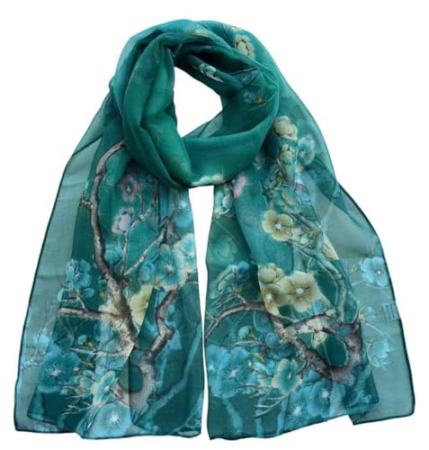 Xyueanlo Scarfs for Women Fashion Scarves Print Pattern Lightweight Sunscreen Scarf Wraps Shawls - color: Plum Blossom Green