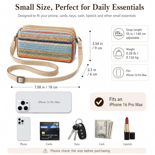 Small Crossbody Bag for Women - color: Bluestripe-horiz