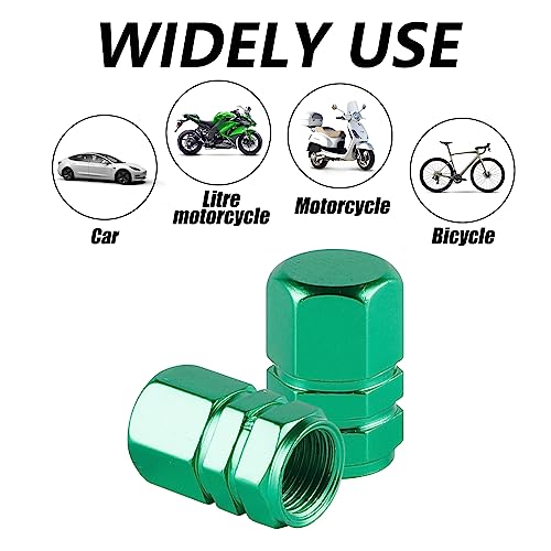alpmosn Aluminum Tire Stem Valve Caps Wheel Valve Covers Car Dustproof Tire Cap Cover Accessories, Universal for SUV, Car, Bike and Motorcycle, Hexagon Shape (4PCS Green) - color: Green