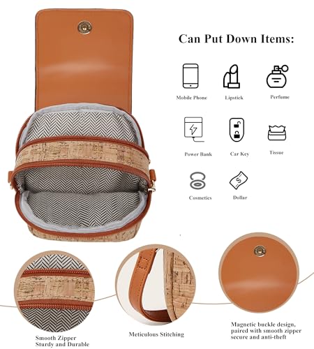 myfriday Vintage Crossbody Phone Bag for Women, Small PU Leather Shoulder Purse and Handbag - color: B-earthy Hexagon