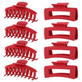 Red Hair Clips for Women - 8 Pack 4.3 Inch Large Hair Claw Clips for Women Thin Thick Curly Hair, Big Matte Banana Clips,Strong Hold jaw clips - color: Red