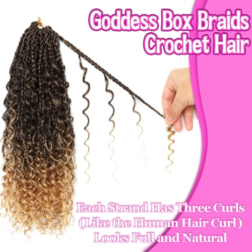 Goddess Boho Box Braids Crochet Hair-8 Packs 14 Inch Crochet Box Braids for Black Women Pre Looped (T27, 14 Inch (Pack of 8)) - color: T27, size: 14 Inch (Pack of 8)