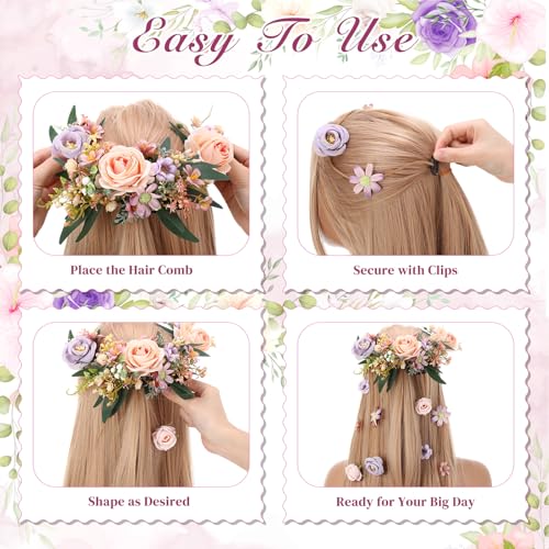 Elegance Bridal Hair Vine Artificial Flower Bridal Headpiece Wedding Hair Accessories Long Vine Wedding Head Piece Accessories - style: Elegance