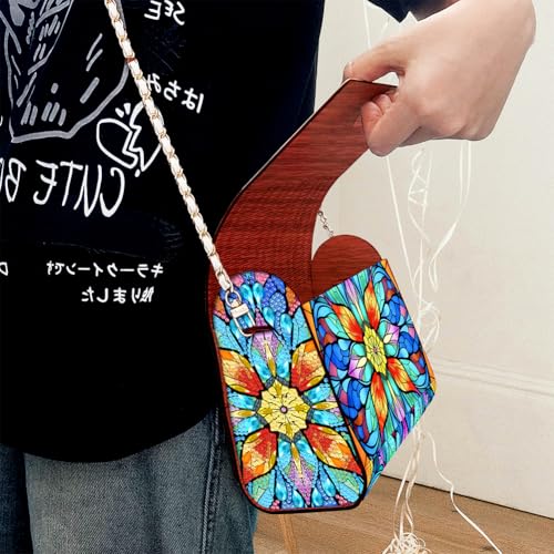 C'eitura DIY Mandala Diamond Art Painting Wooden Purse Kit with Chain, 5D Diamond Art Change Pouch, Handmade Craft for Women, Unique Gift Idea - color: SKB201