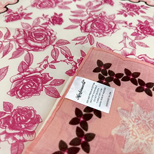 Single Pack Bandanas 60s Premium Cotton Soft Thin Handfeel Large Handkerchief for Men and Women - color: 1 Pack-pink Rose