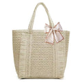 Peicees Straw Woven Bag for Women- Beach Tote Purse with Leak-Proof Lining Summer Travel Vacation Boho Shoulder Bag Large 17L - color: Beige