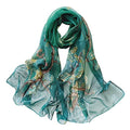 E-Clover Unique Fashion Women's Scarf Chiffon Sheer Scarves for Women Lightweight - color: Green Floral