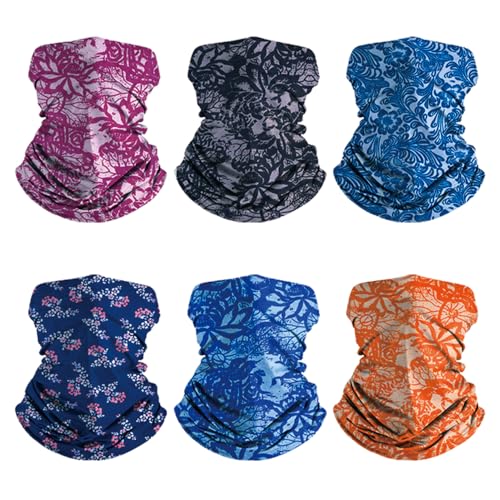 6-Pack Balaclava Face Mask for Men & Women - UV Protection Neck Gaiter, Multi-Use Cycling Mask & Breathable Headband - color: Blue