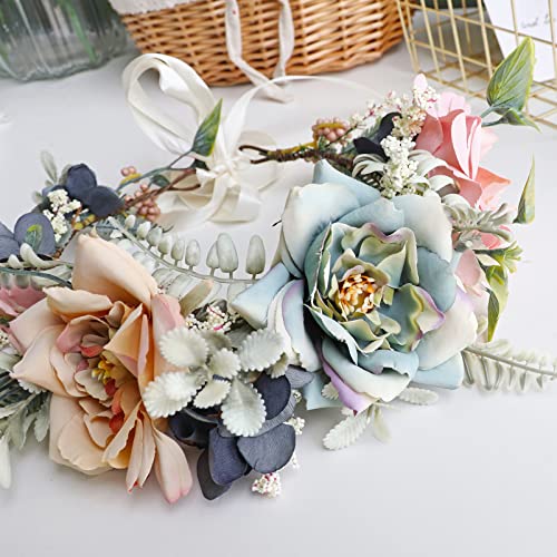 Vivivalue Wedding Floral Crown Women Flower Headband Hair Wreath Floral Headpiece Halo Boho Party Prom Photos - color: Multicolored