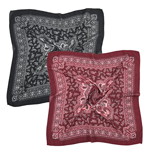 K-Elewon 27.5” Women Medium Square Scarf Head Scarf- 2PCS Neck Scarf Hair Scarf Head Sleeping Wraps Scarfs for Women H07 - color: Se02(2pcs)