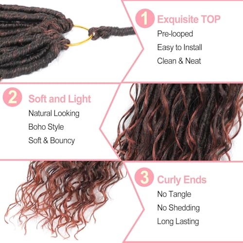 Goddess Locs Crochet Hair 7 Packs Bohemian Faux Locs Pre-Looped Braids, Boho Goddess Soft Locs Crochet Hair with Curly Ends Hair Extensions for Women (T350, 24 Inch) - color: T350, size: 24 Inch