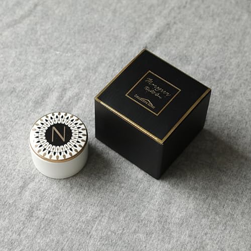 COLLECTIVE HOME - Monogram Jewelry Box, Bohemian Ceramic Trinket Box, Storage for Necklace Ring Bracelet Keys, Birthday Mother's Day Christmas Gift for Women, 3.25" x 2.5" (N) - color: N