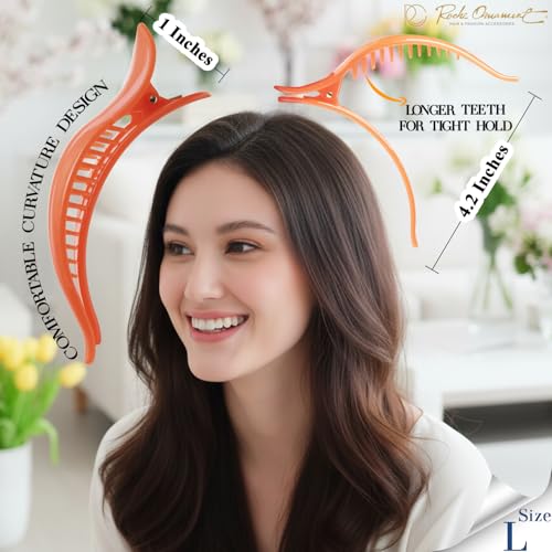 RC ROCHE 6 Pcs Duck Bill Alligator Hair Clips for Women Sectioning Flat Claw Long Thick Hair Inner Teeth Curved Styling Jaw Strong Secure Grip Salon, Large Jelly Candy Multicolor - color: (Large) Jelly Candy