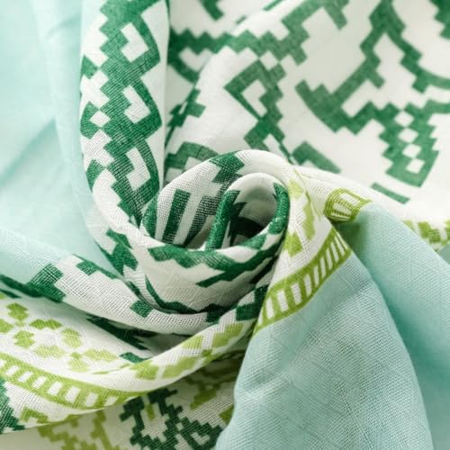 WaJuemy Travel Boho Scarf for Women Casual Lightweight Pashmina Scarves Fashion Multicolor Shawl Wraps with Fringed Beads - color: 01b Green Boho