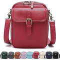 Leather Crossbody Bag for Women,Anti-Theft Messenger Bag with Large Capacity,Built-in Purse Card Slots Shoulder Sling Bag - color: Red